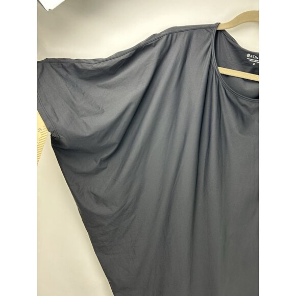 Athleta Sunlover  | Women's Shirt Dress Small  Hilo Asymmetric Black Draped - Picture 15 of 16